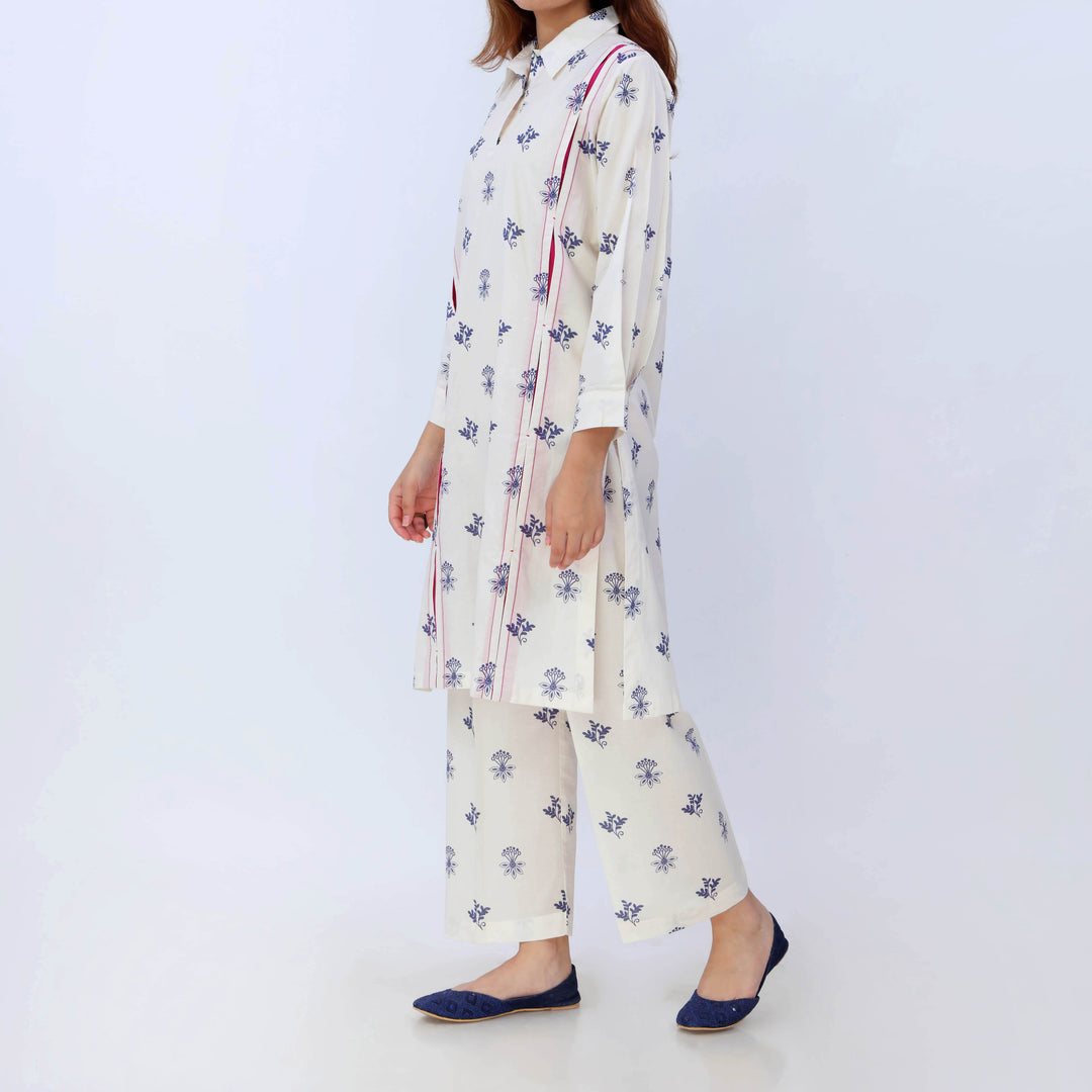 2PC- Digital Printed Cotton Cambric Co-Ord Set PS5439