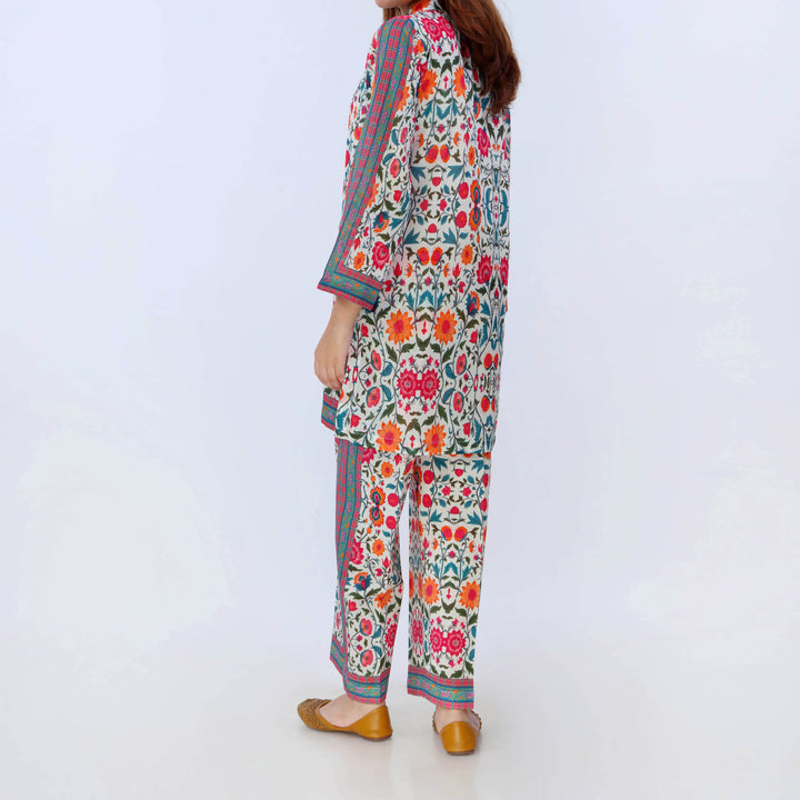 2PC- Digital Printed Cotton Cambric Co-Ord Set PS5452