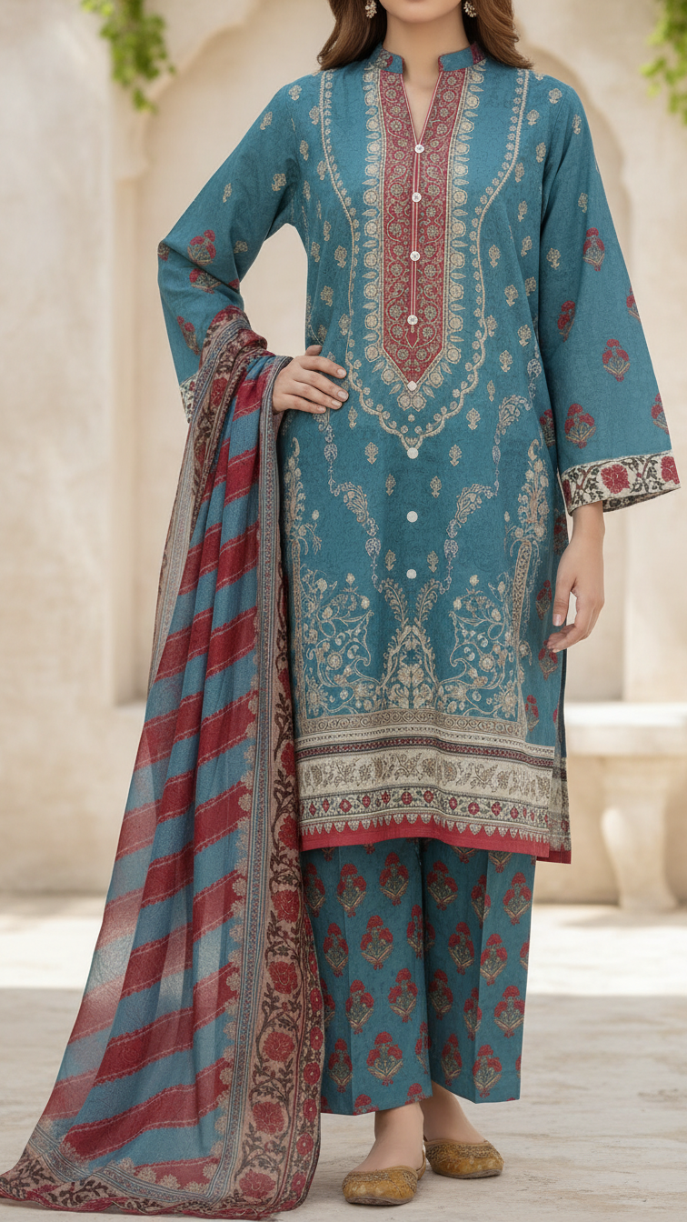 3PC- Digital Printed Lawn Suit PS5459