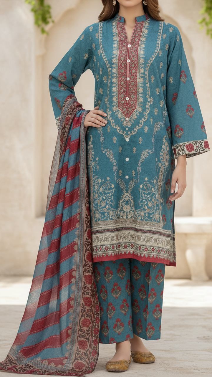 3PC- Digital Printed Lawn Suit PS5459