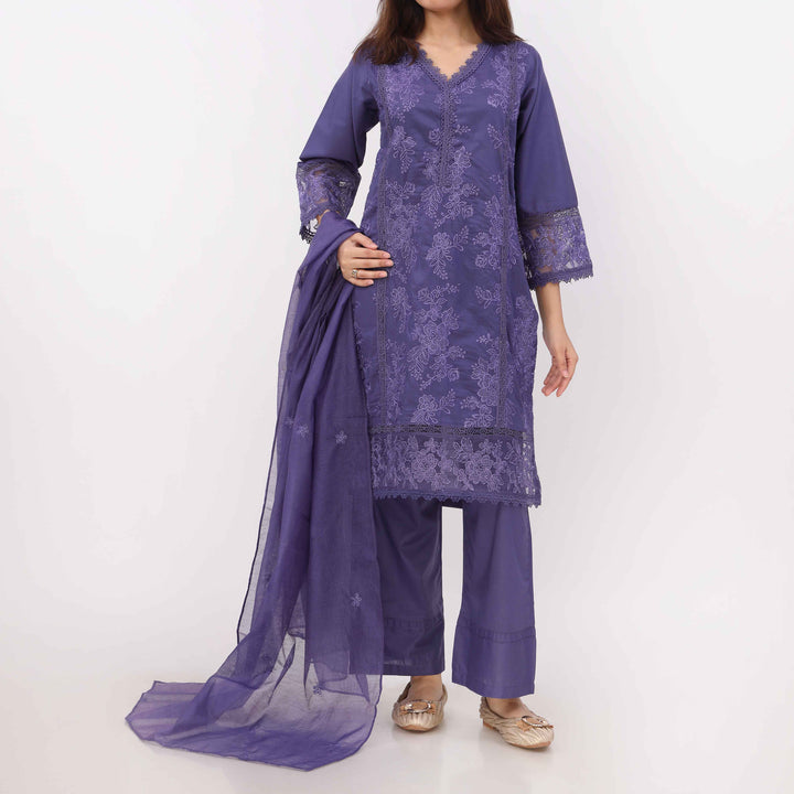 3PC Cotton Cambric Embroidered Suit PS5494