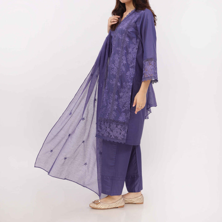 3PC Cotton Cambric Embroidered Suit PS5494