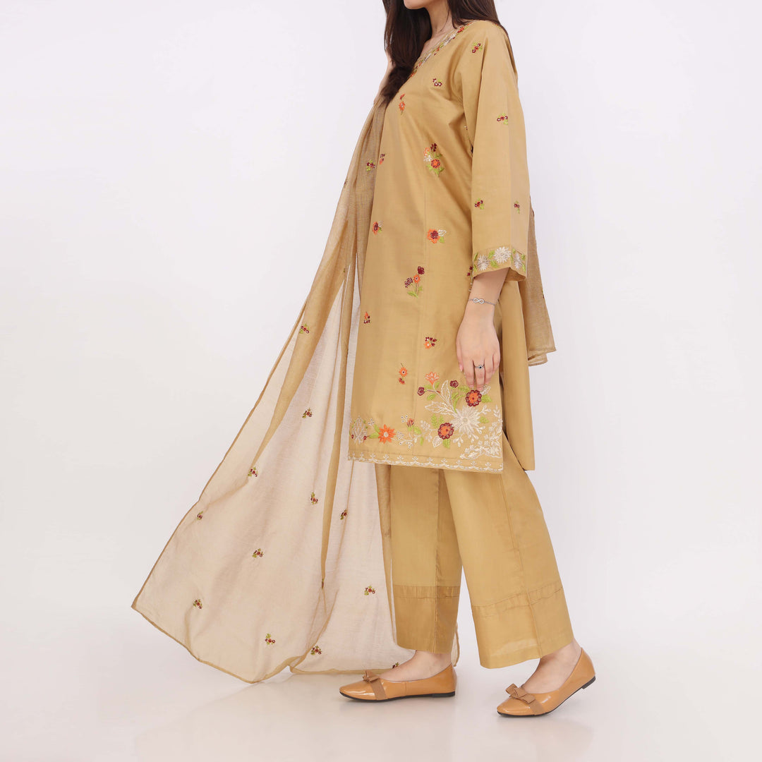 3PC Embroidered Cotton Cambric Suite