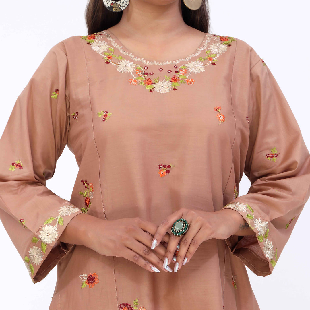 3PC- Cotton Cambric Embroiderd Suit PS5498