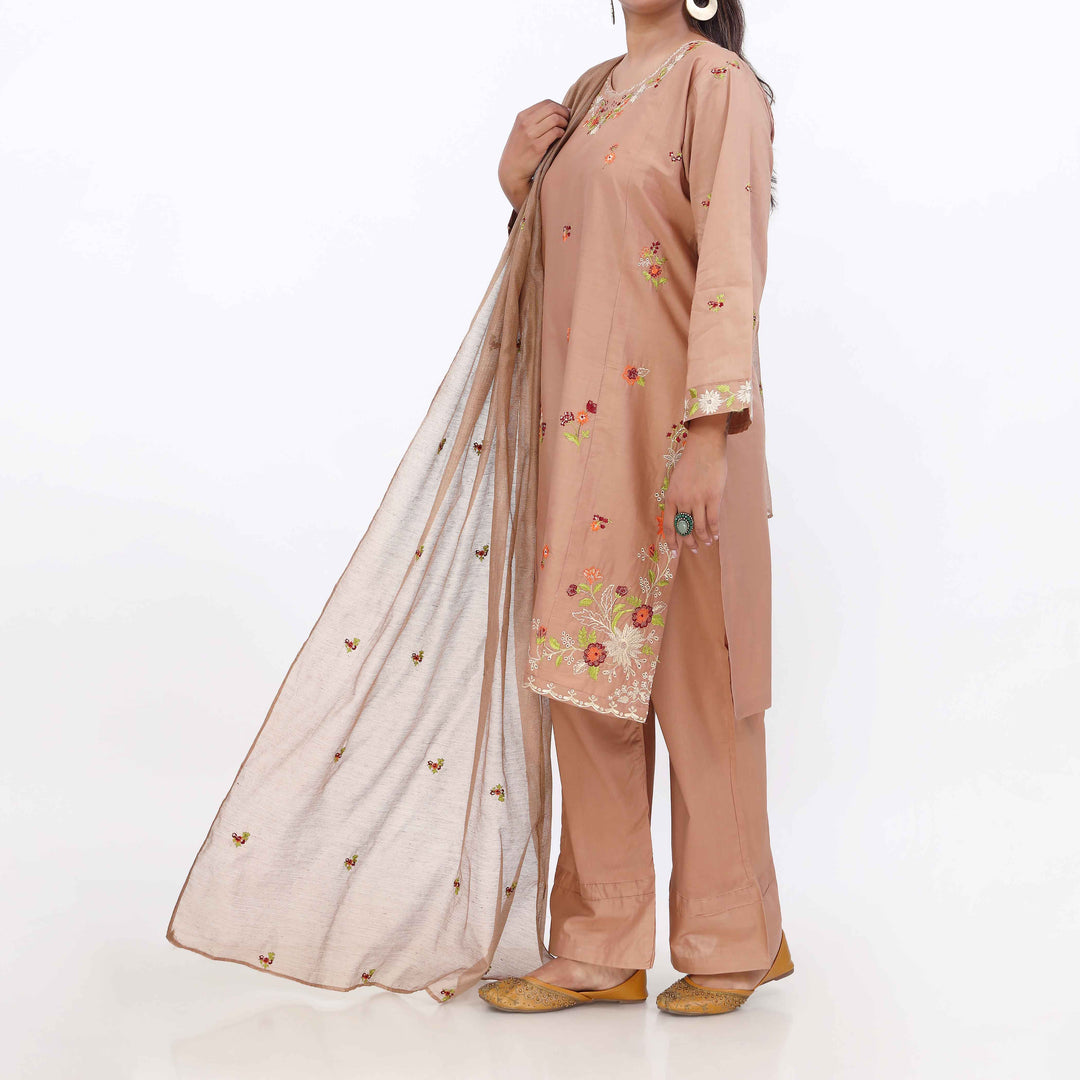 3PC- Cotton Cambric Embroiderd Suit PS5498