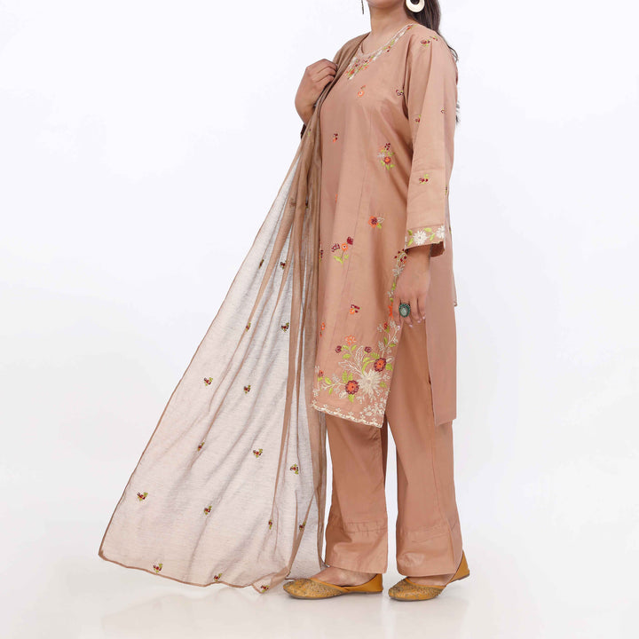 3PC- Cotton Cambric Embroiderd Suit PS5498