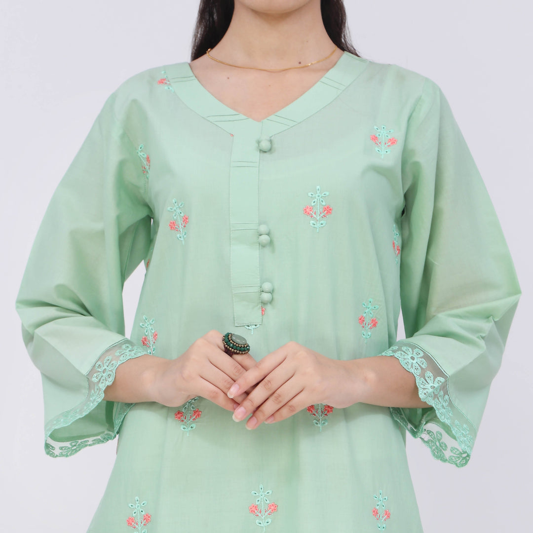 3PC- Embroiderd Cotton Cambric Suit PS5499