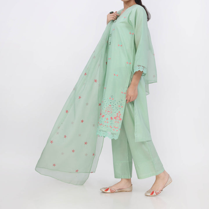 3PC- Embroiderd Cotton Cambric Suit PS5499