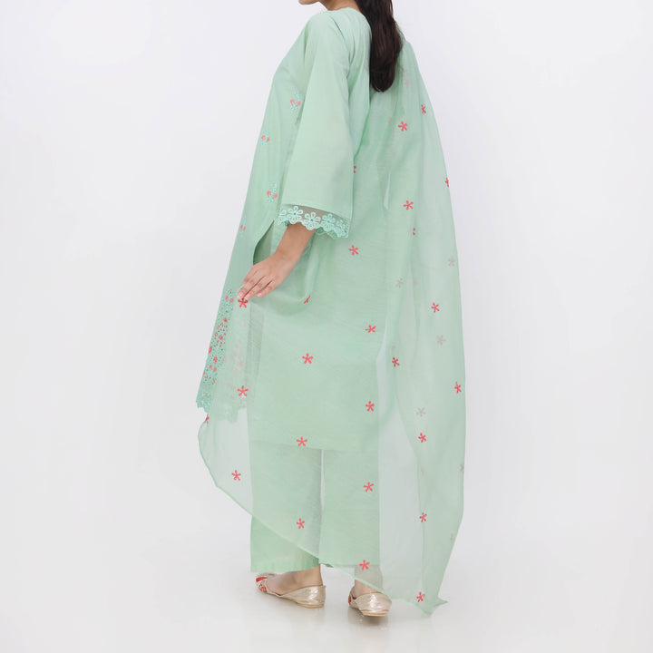 3PC- Embroiderd Cotton Cambric Suit PS5499