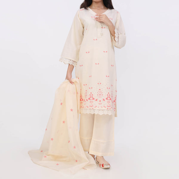 3PC- Embroiderd Cotton Cambric Suit PS5500