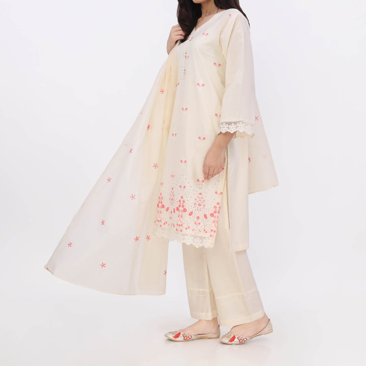 3PC- Embroiderd Cotton Cambric Suit PS5500