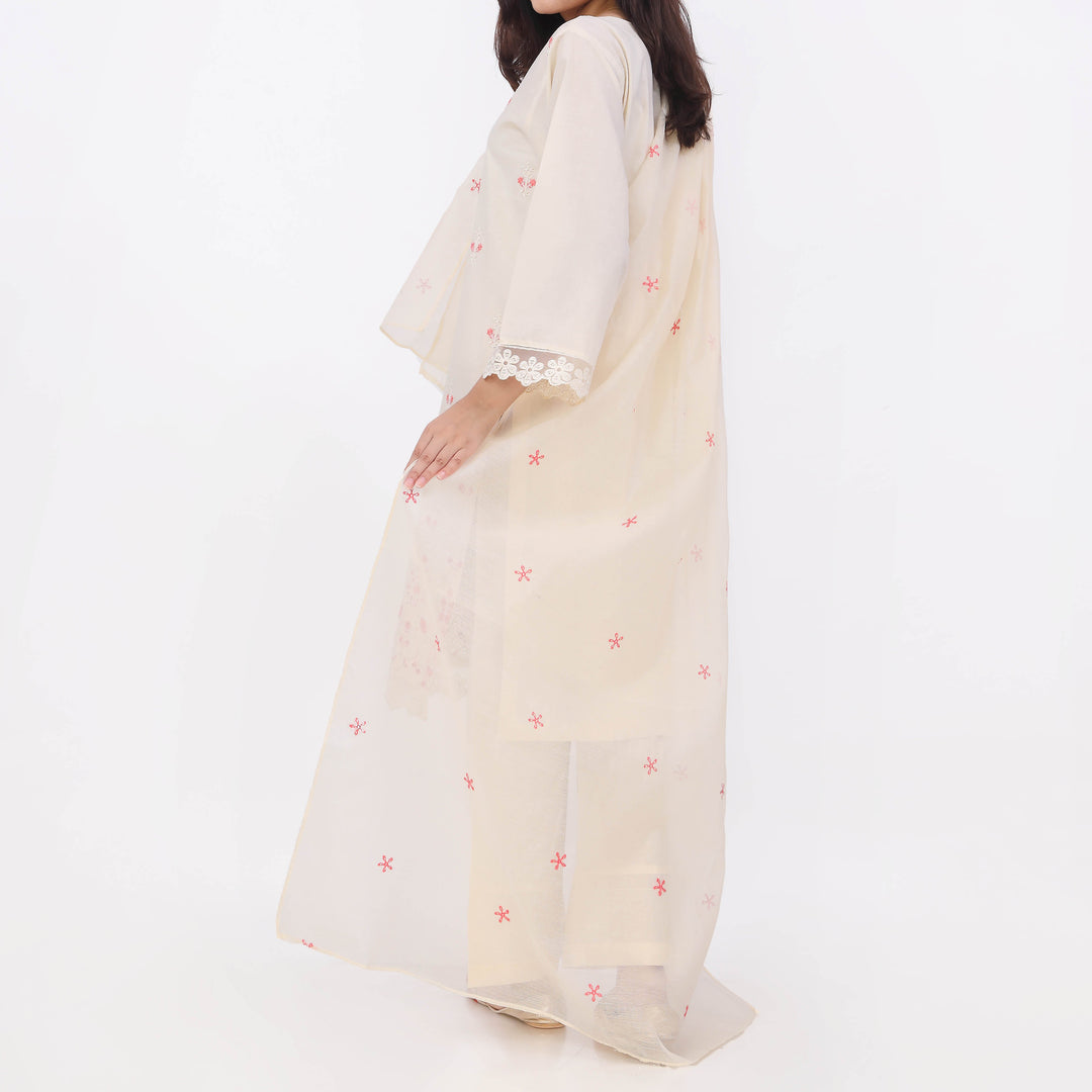 3PC- Embroiderd Cotton Cambric Suit PS5500