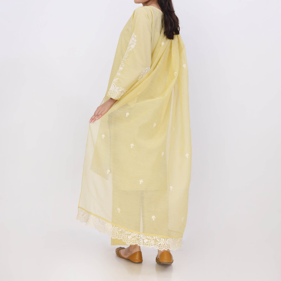 3PC- Embroiderd Cotton Cambric Suit PS5501