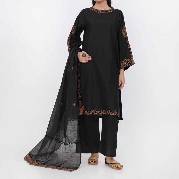 3PC- Embroiderd Cotton Cambric Suit PS5502