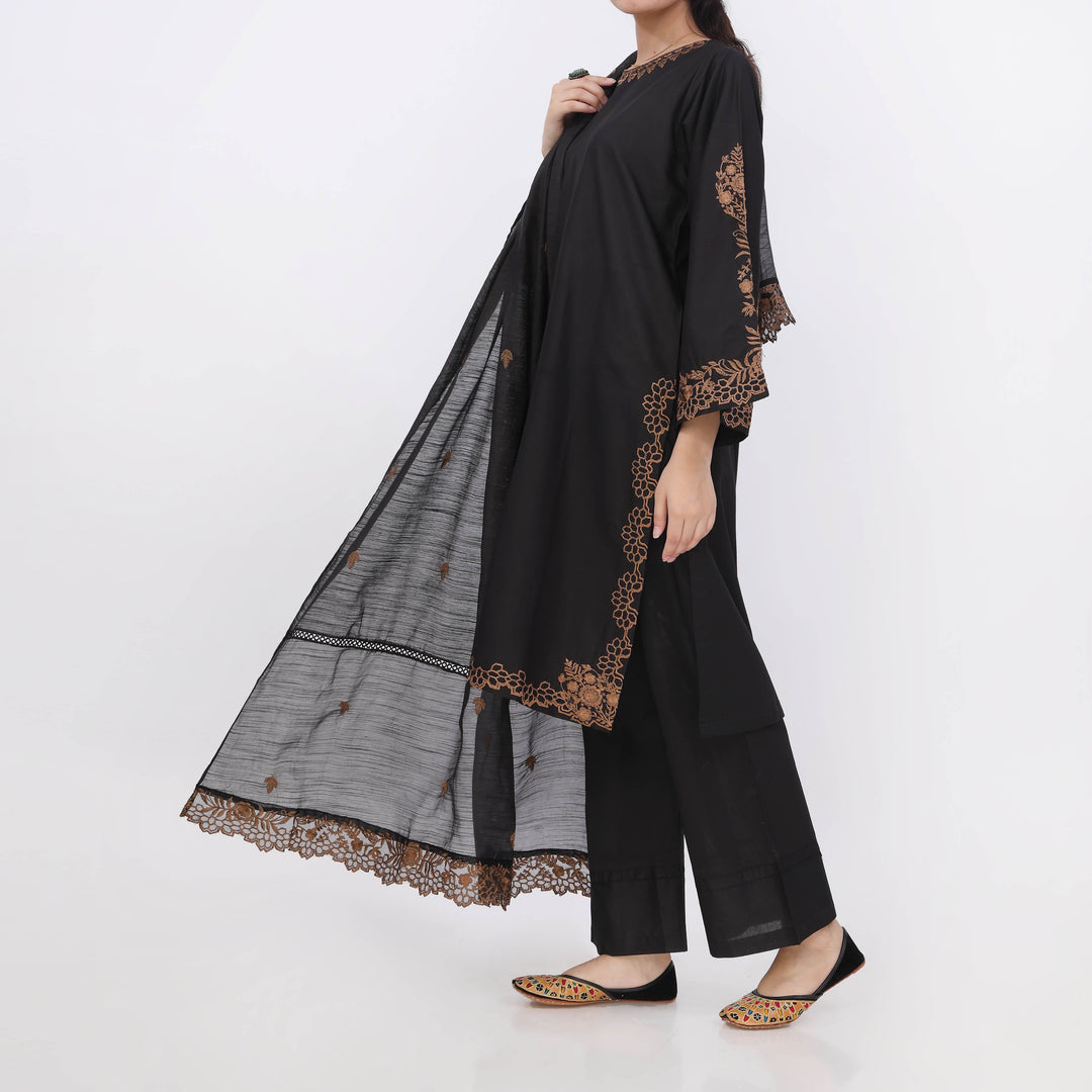 3PC- Embroiderd Cotton Cambric Suit PS5502
