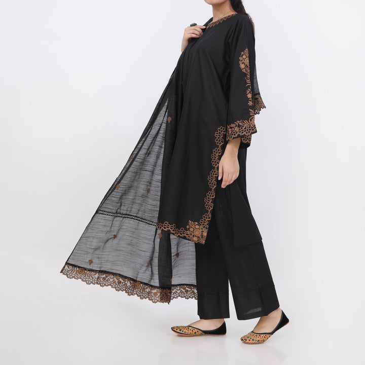 3PC- Embroiderd Cotton Cambric Suit PS5502