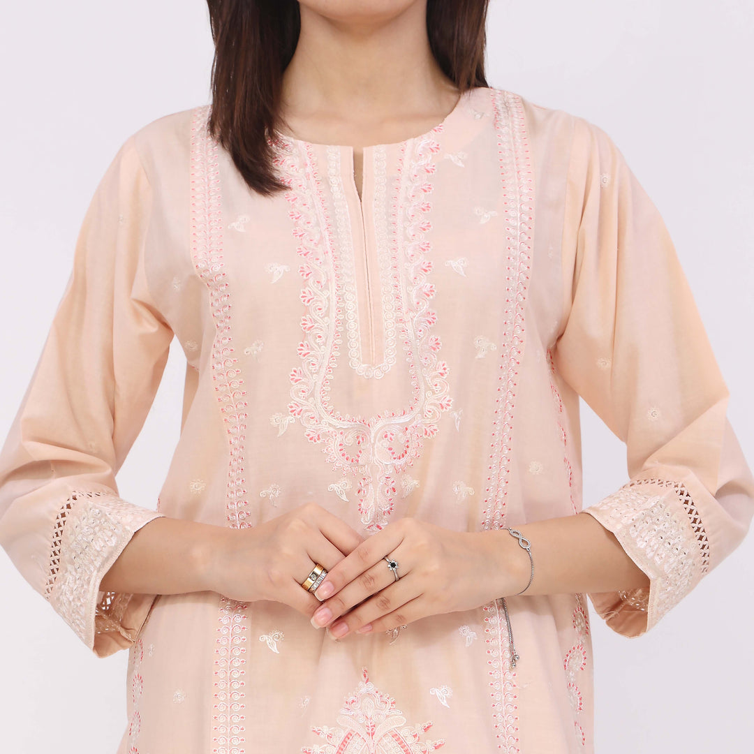 3PC Embroidered Cotton Cambric Suite