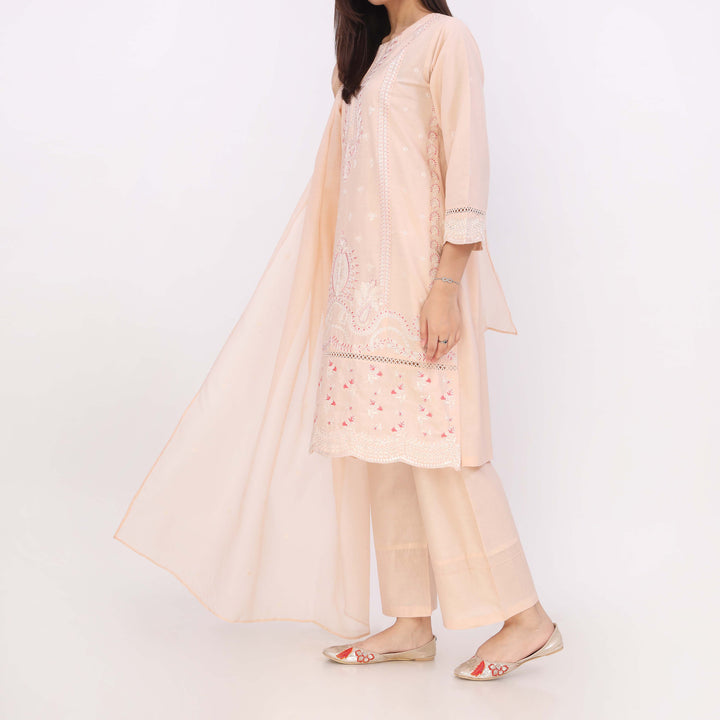 3PC Embroidered Cotton Cambric Suite