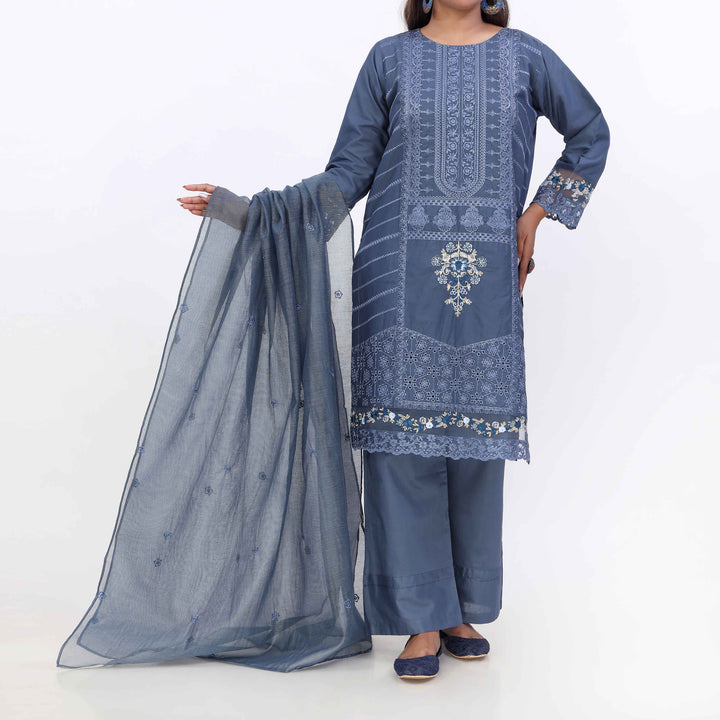 3PC- Cotton Cambric Embroiderd Suit PS5508