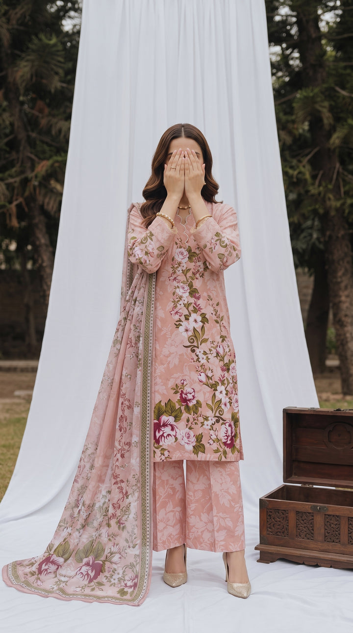 3 PC Embellished Cambric Suit PS604523