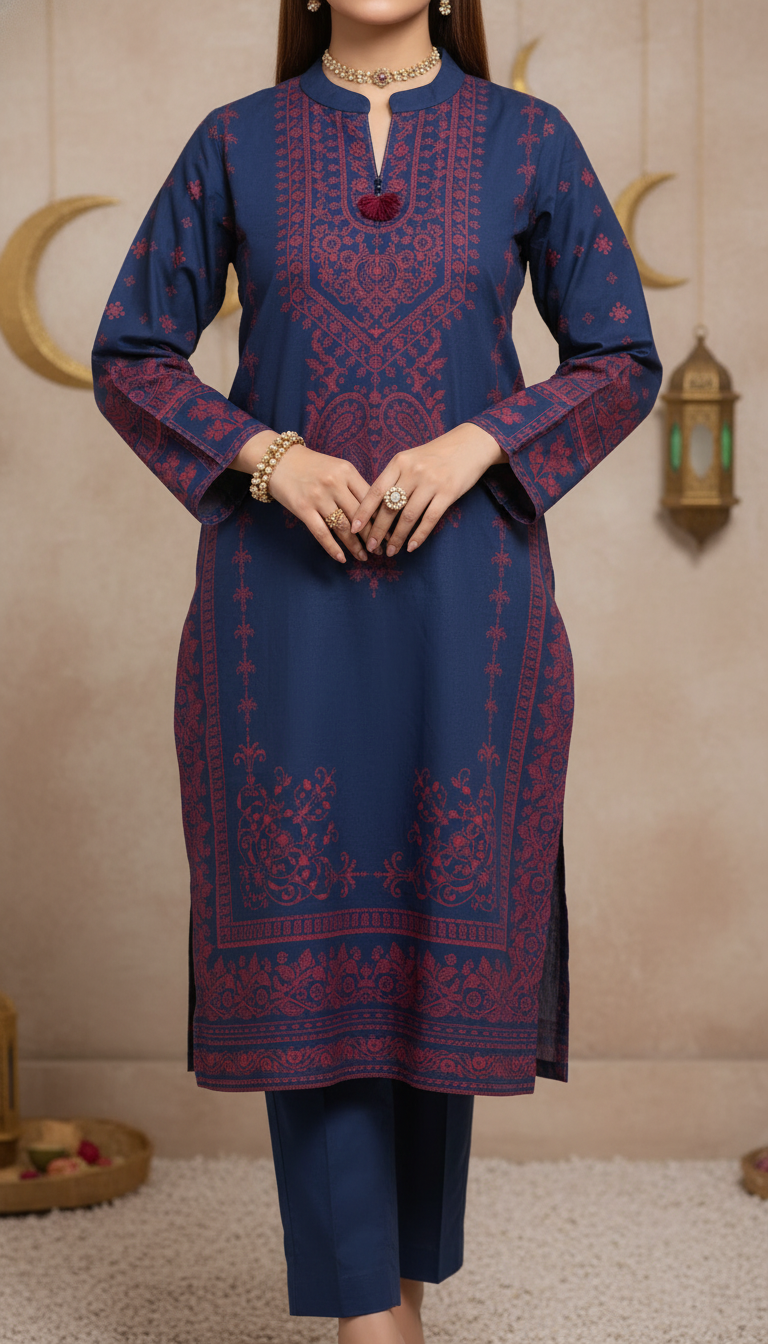 2 PC Digital Printed Cotton Cambric Suit PS6073