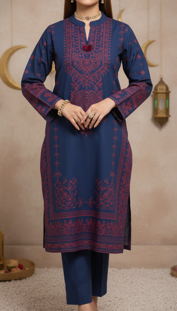 2 PC Digital Printed Cotton Cambric Suit PS6073