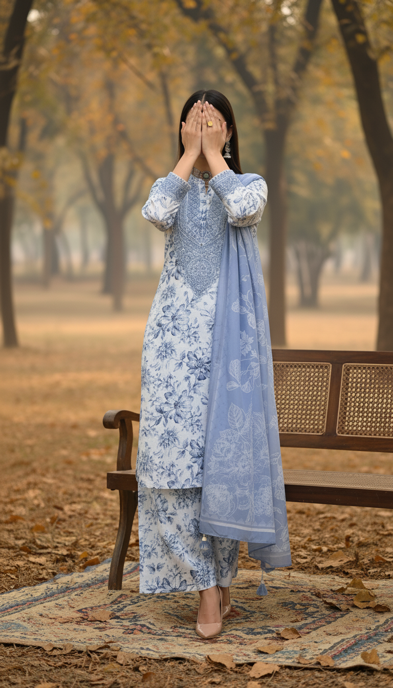 3 PC Embellished Cambric Suit PS607412