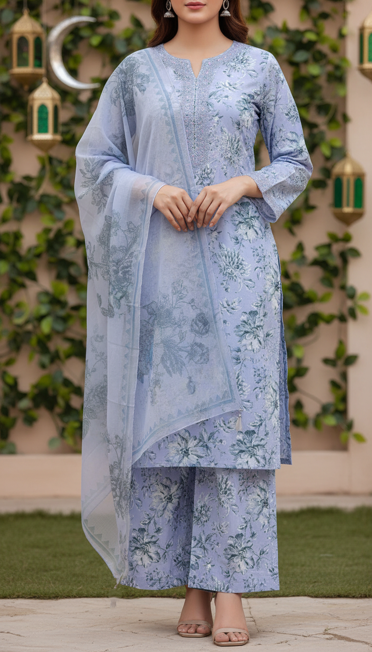 Digital Printed Cotton Cambric Suit PS6076