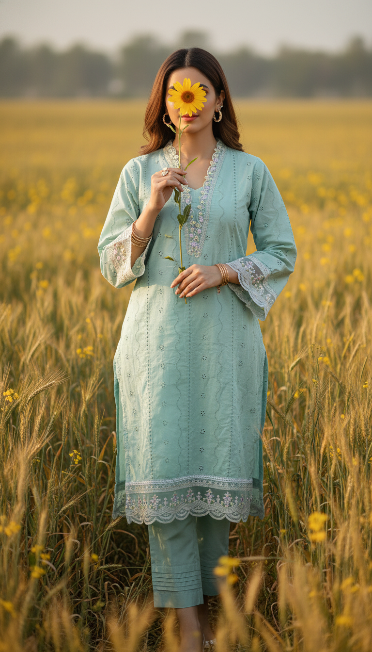 2 PC Embellished Chikan kari Suit PS6122