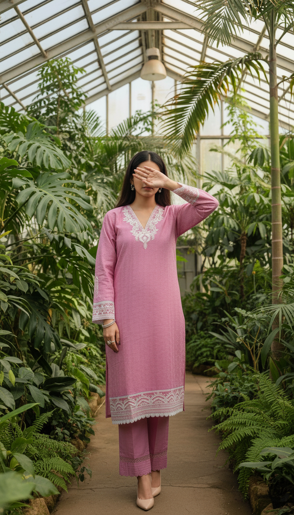 2 PC Embellished Chikan kari Suit PS6123