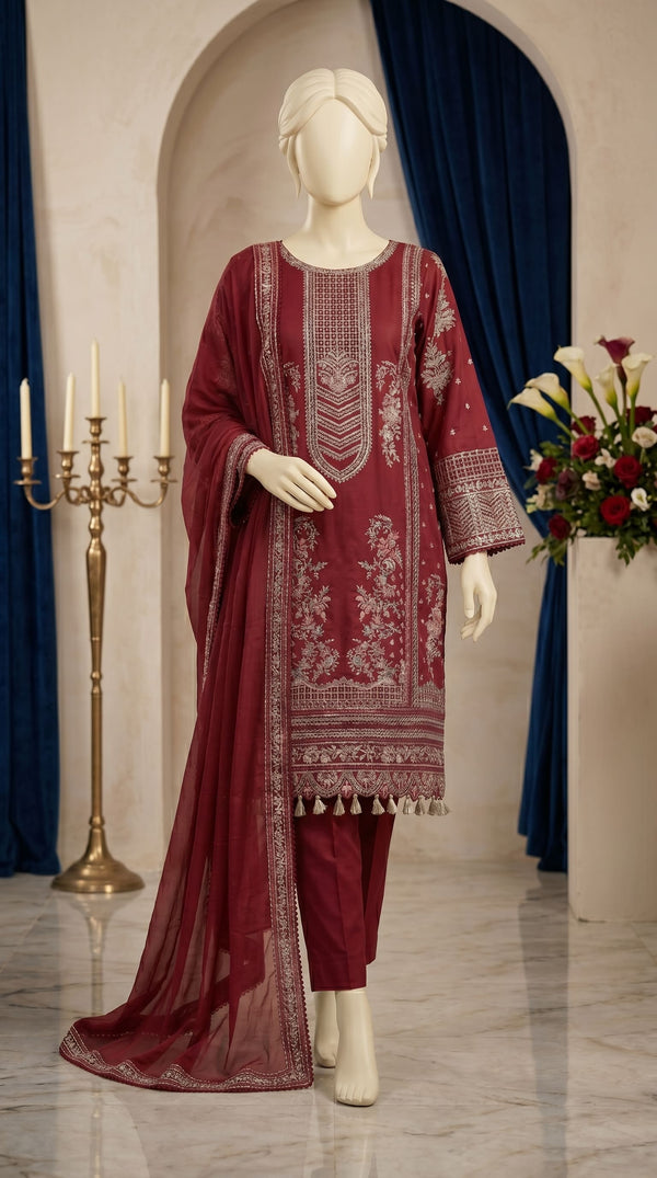 3 PC Embellished Cambric Suit PF613713