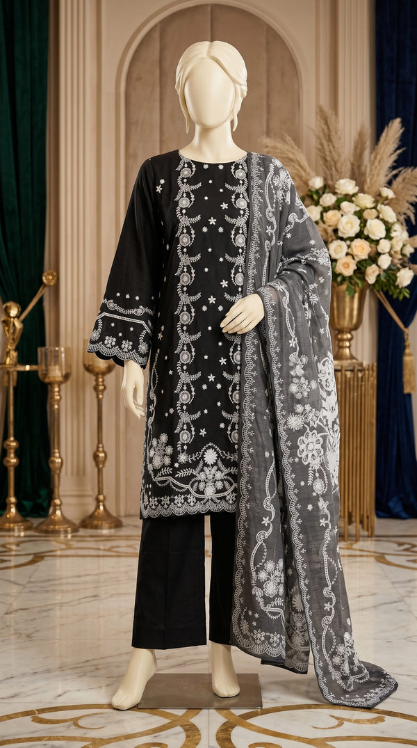 3 PC Embellished Cambric Suit PS613801