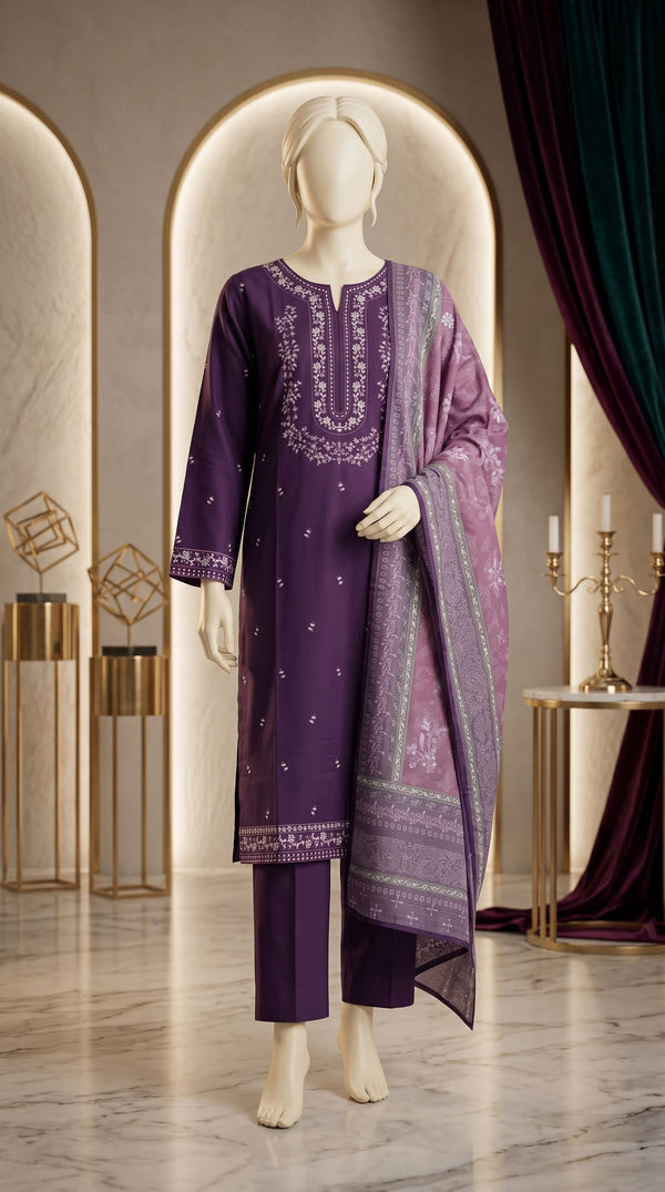 3 PC Embellished Cambric Suit PS614066