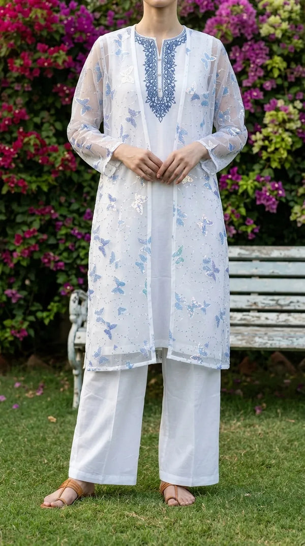 3 PC Embellished Cambric Stitched Suit PS617709