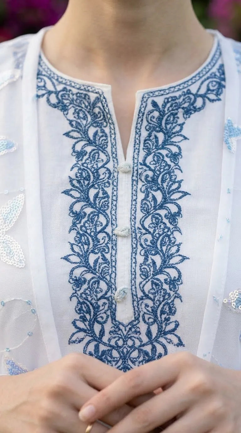 3 PC Embellished Cambric Stitched Suit PS617709