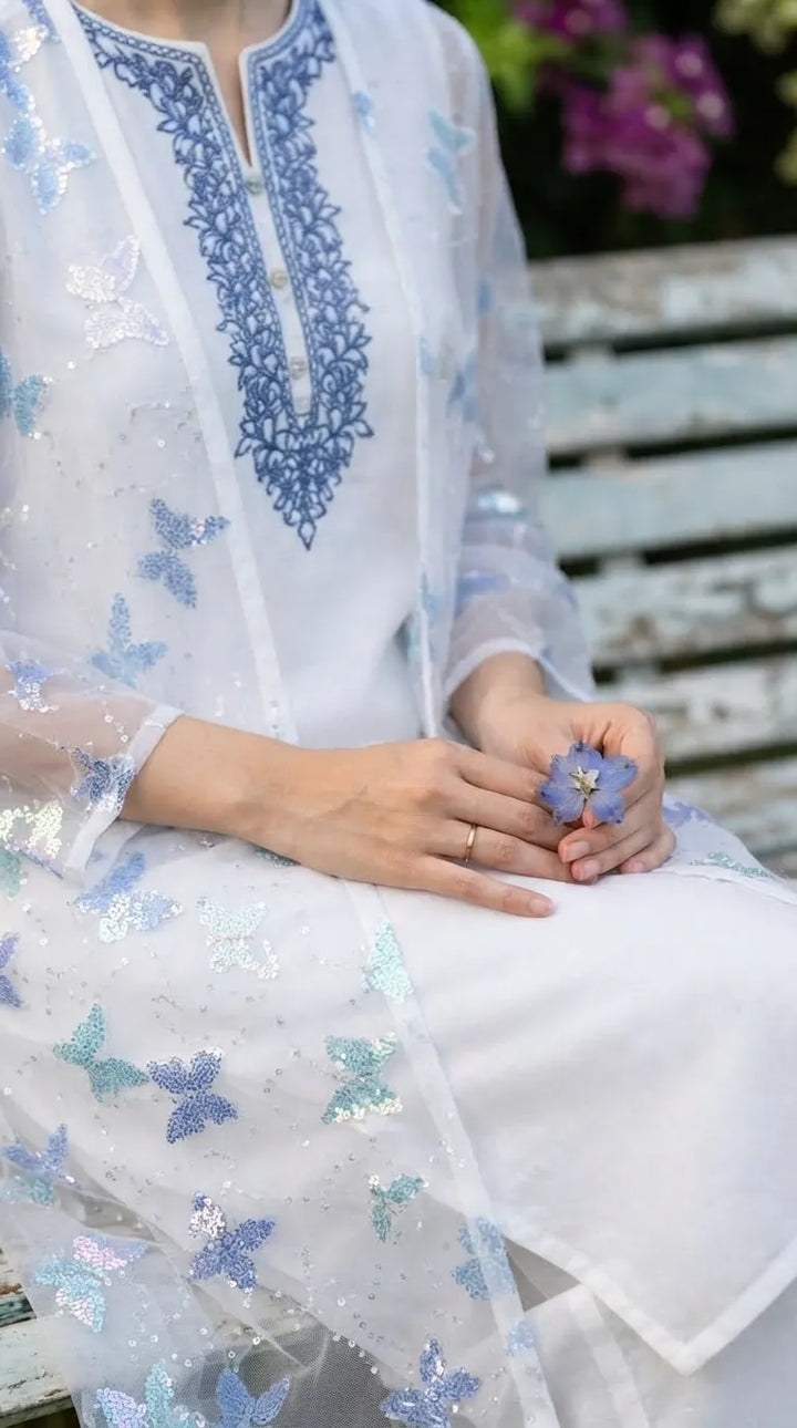 3 PC Embellished Cambric Stitched Suit PS617709