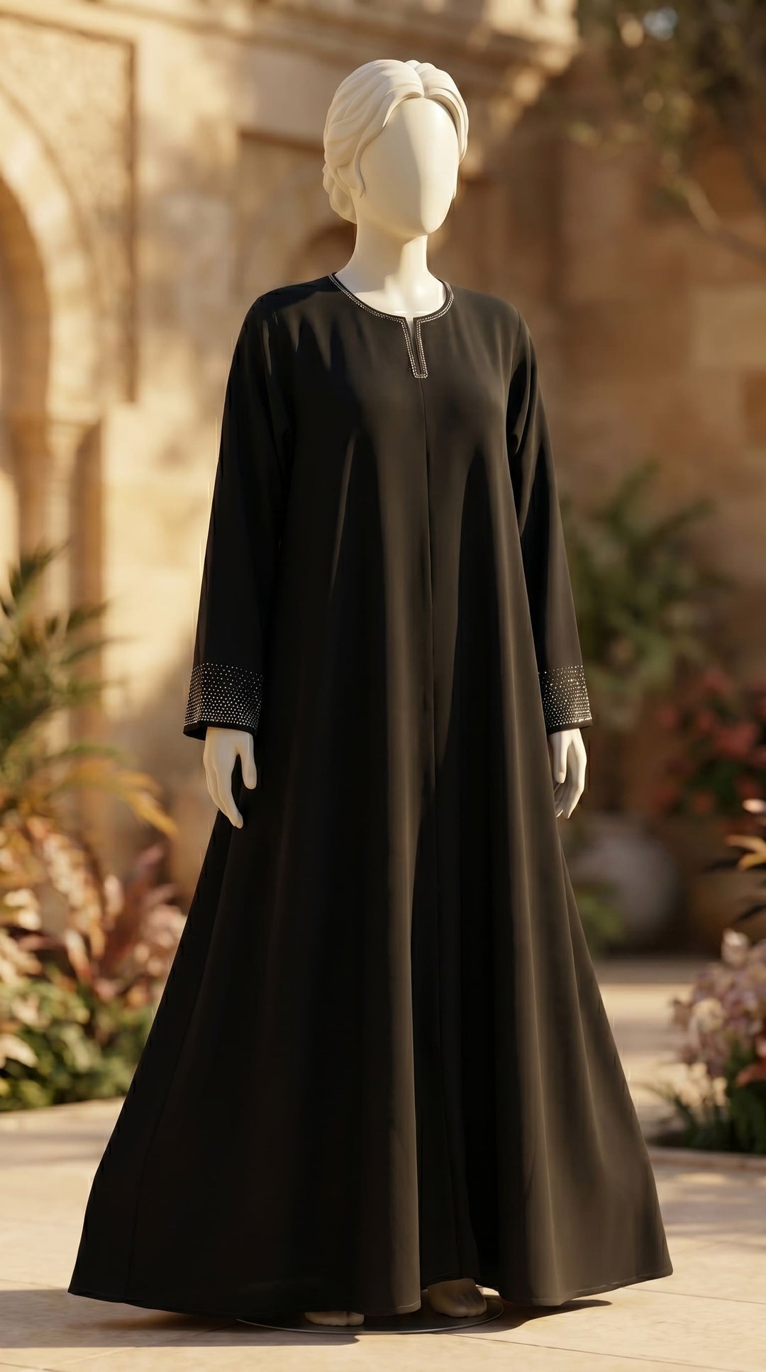 Black Grip Silk Abaya PS618301