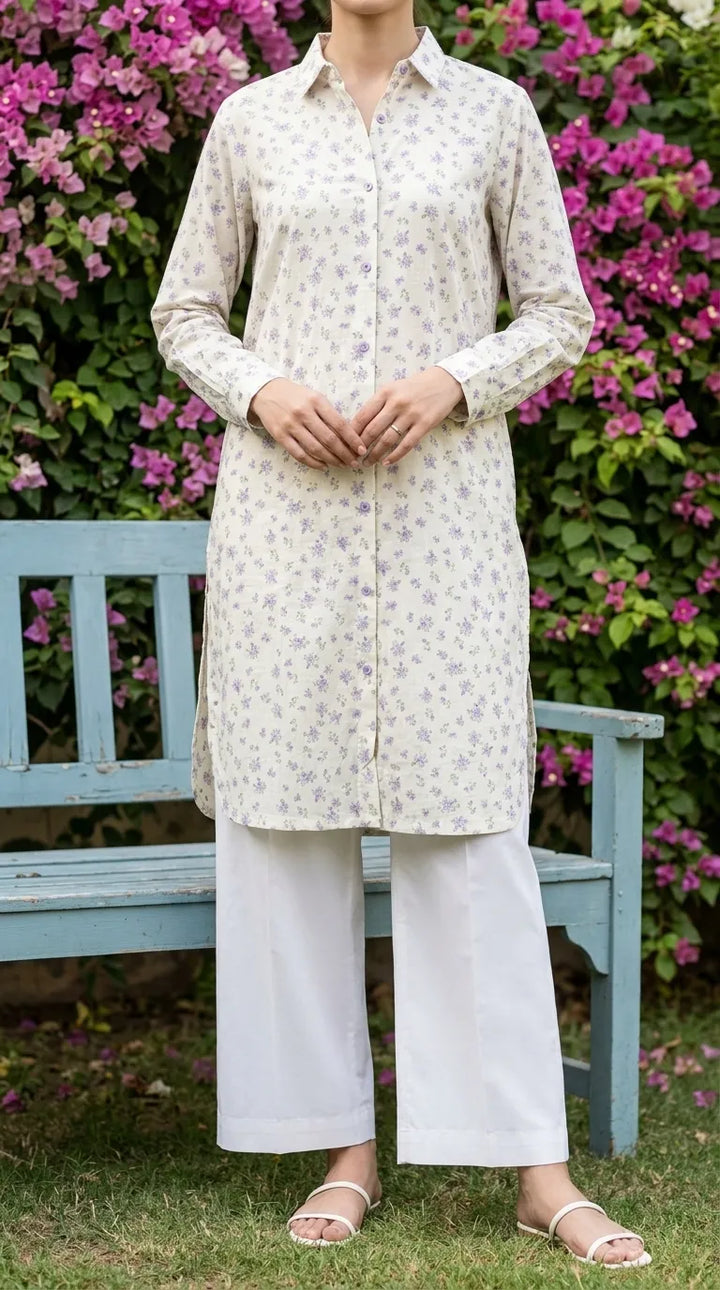 White Jaquard Stitched Shirt PS621509