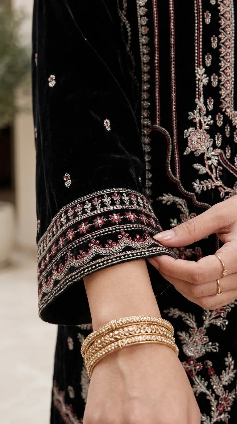 3 PC Embroidered Cambric Stitched Suit PS627101