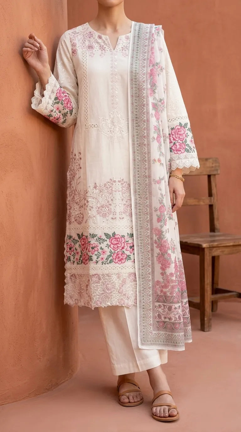 3 PC Embellished Stitched Suit PS627393