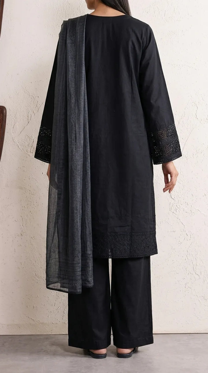 3 PC Embellished Cambric Stitched Suit PS628201