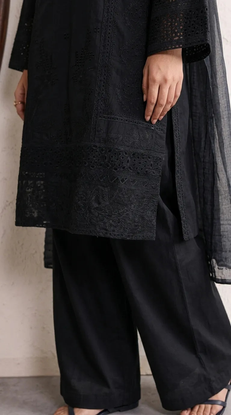 3 PC Embellished Cambric Stitched Suit PS628201
