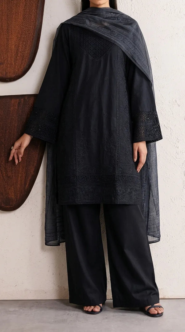 3 PC Embellished Cambric Stitched Suit PS628201