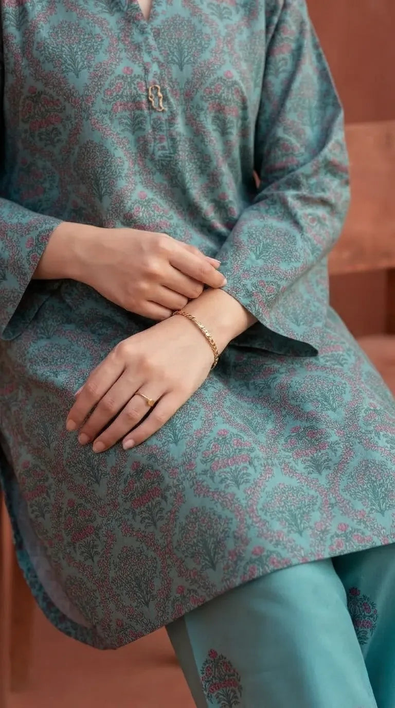 2 PC Printed Grip Silk Stitched Suit PS628323