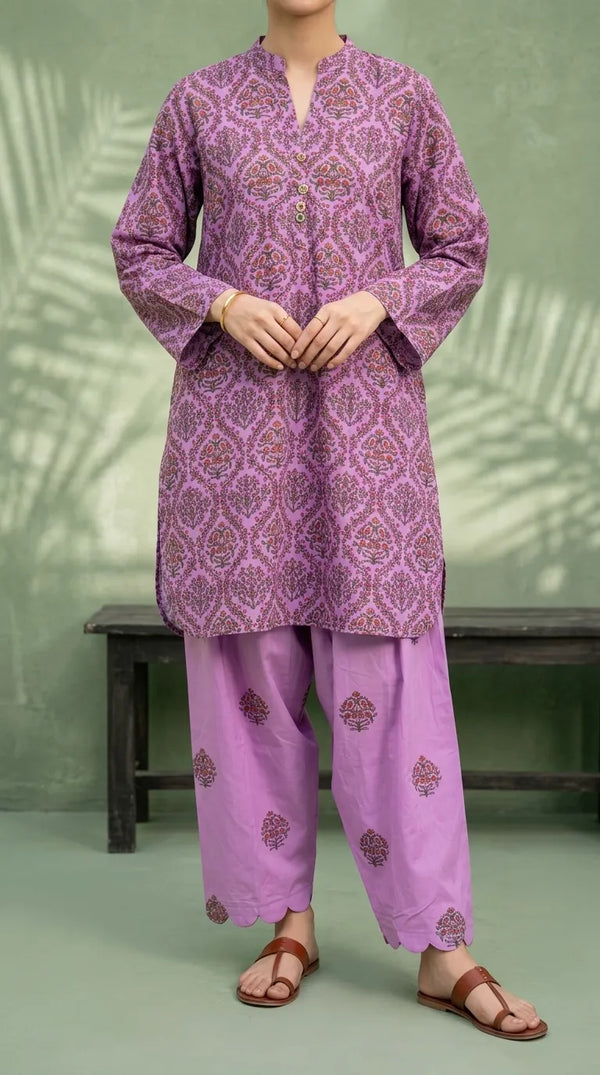 2 PC Printed Grip Silk Stitched Suit PS628343