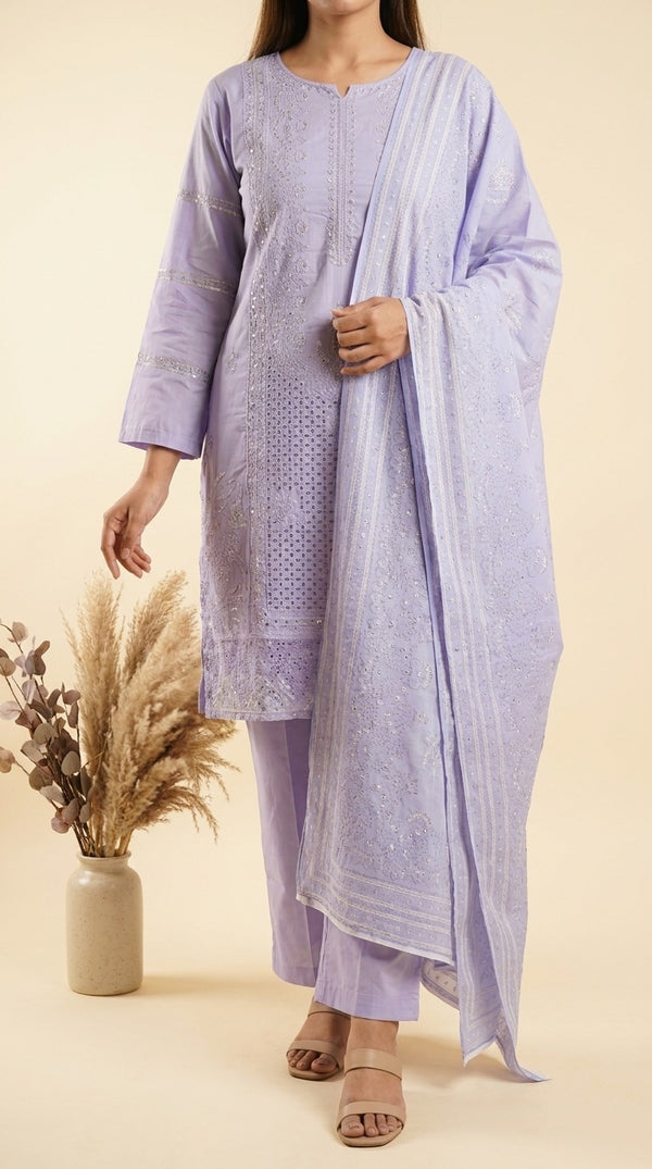 3 PC Embellished Cambric Suit PS630266