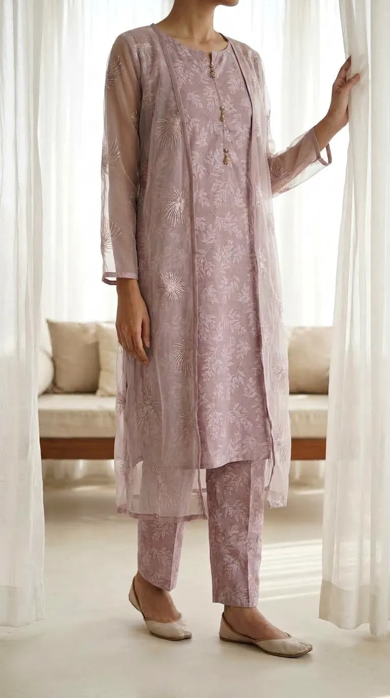 2 PC Embellished Net Stitched Suit PS631118