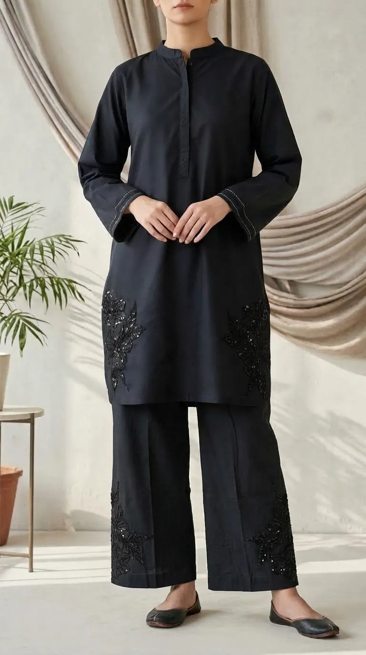 2 PC Embellished Cambric Stitched Suit PS631401