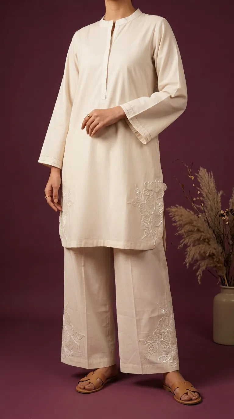 2 PC Embellished Cambric Suit PS631493