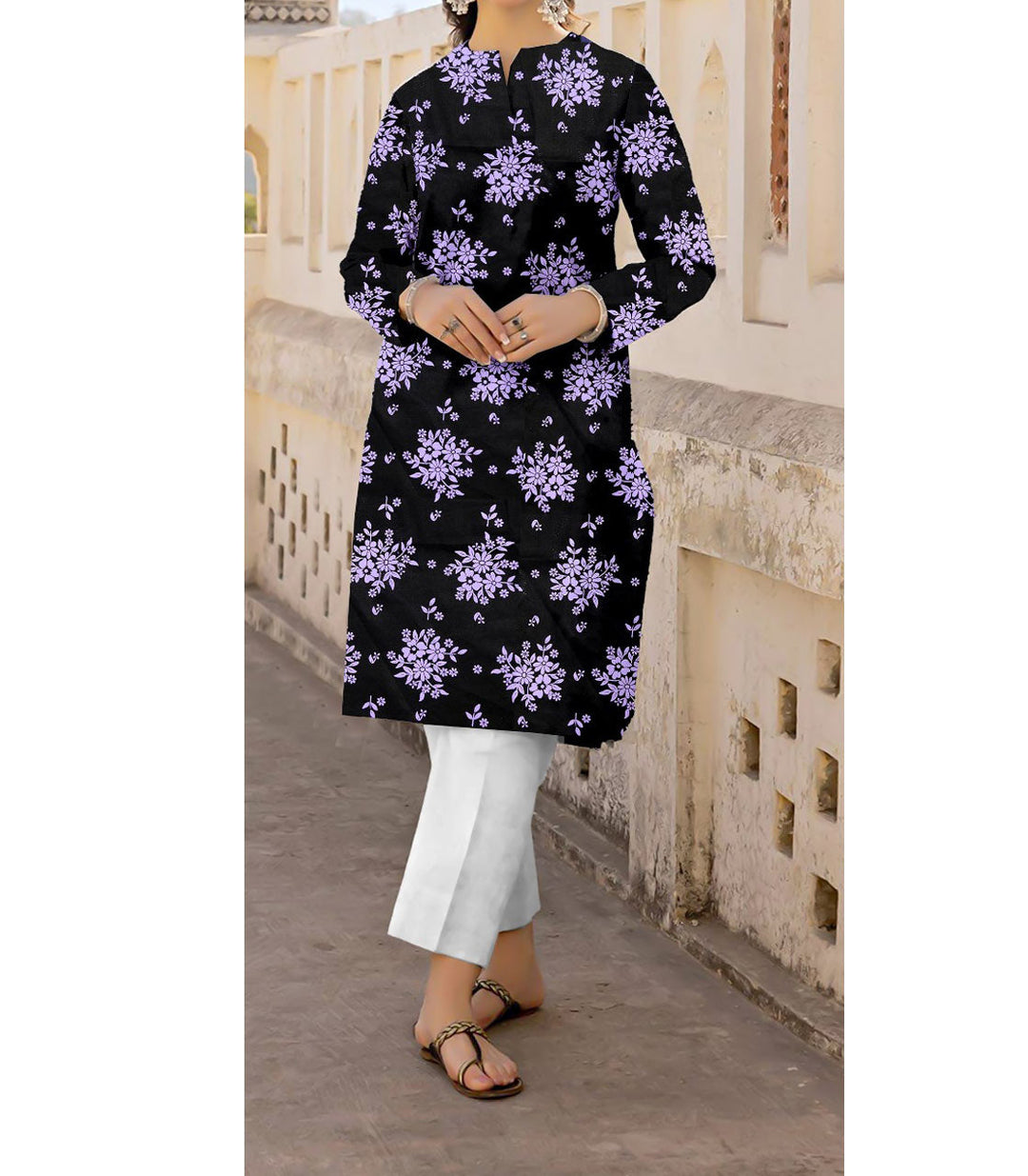 1PC- Unstitched Printed Cambric Shirt PS9310